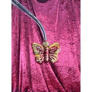 Vintage Christmas - Handblown Glass Ornament - Hot Pink Butterfly - 1.75"